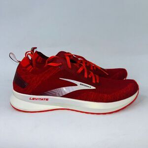BROOKS MEN LEVITATE 4 RED/CHERRY TOMATO/WHITE 110345 1D 672 RUNNING SHOES SIZE 9
